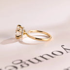 Solid Gold Hidden Halo Round Moissanite Engagement Ring, Anniversary Gift