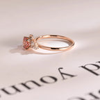 Solid Gold Round Cut Pink Sapphire Engagement Ring, Promise Ring