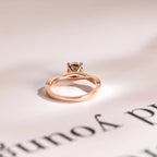 Solid Gold Round Moissanite Engagement Ring, Twisted Band Half Pave Anniversary Ring