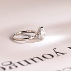 Solid Gold Pear Moissanite Engagement Ring with Accent Stone, Tear Drop Ring