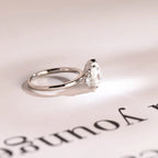 Solid Gold Pear Moissanite Engagement Ring with Accent Stone, Tear Drop Ring