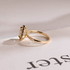 Solid Gold Sunflower Round Moissanite Engagement Ring, Dainty Promise Ring