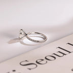 Solid Gold Half Eternity Round Moissanite Engagement Ring, Anniversary Gift for Wife