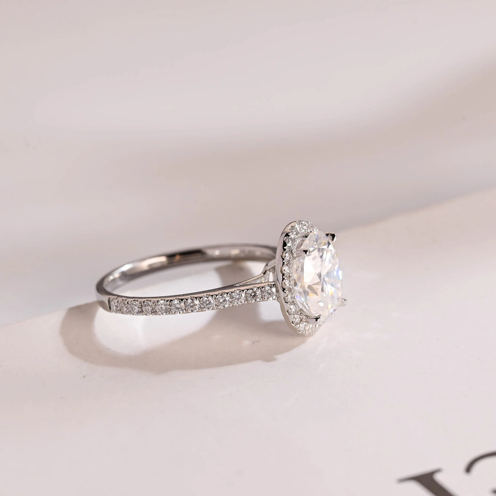 Solid Gold Oval Moissanite Engagement Ring with Ruby & Emerald (Copy)