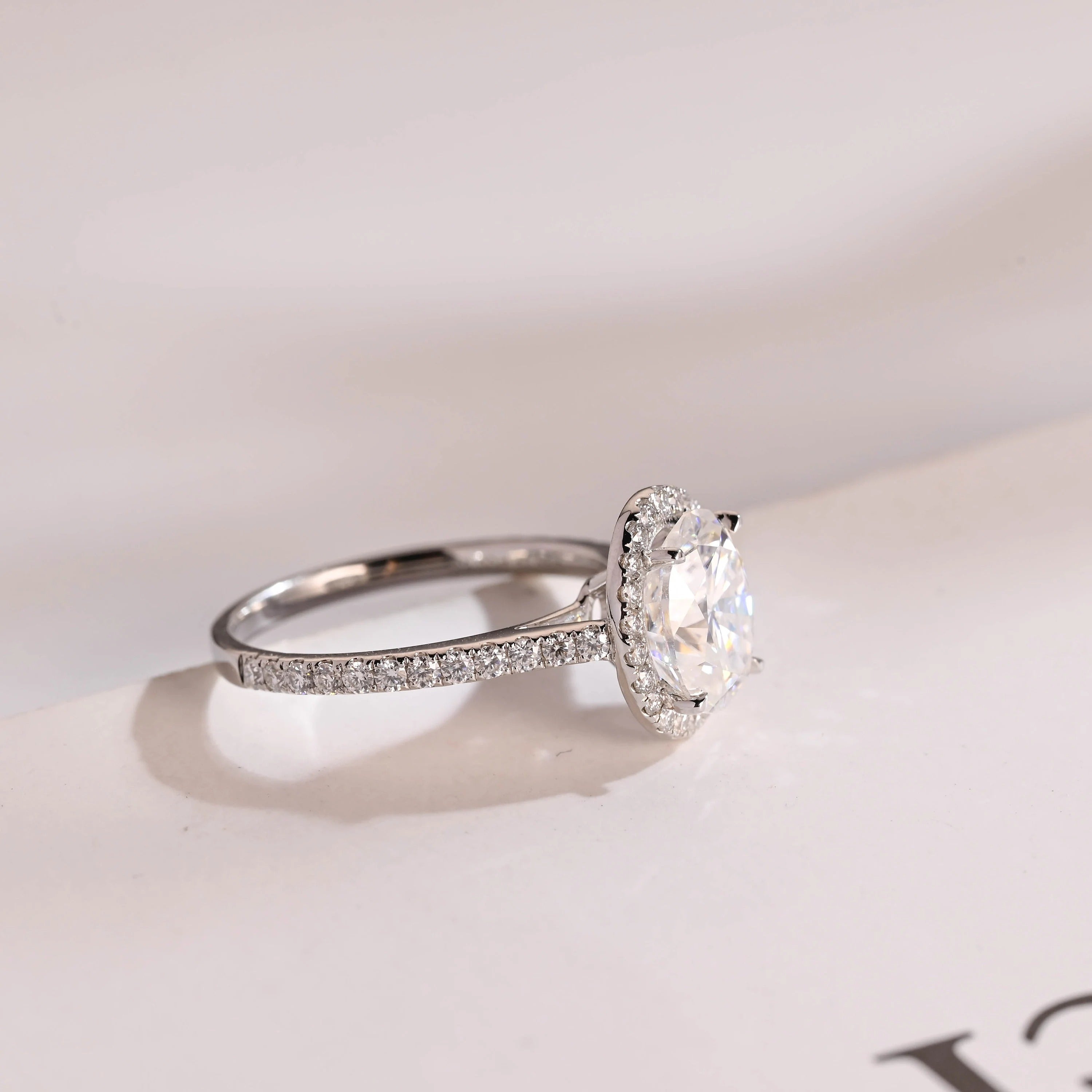 Solid Gold Oval Moissanite Engagement Ring with Ruby & Emerald (Copy)
