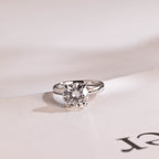 Solid Gold Round Cut Moissanite Engagement Ring with Hidden Halo