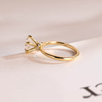 Solid Gold Hidden Halo Round Cut Moissanite Engagement Ring, Solitaire Promise Ring for Her