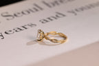 Solid Gold Oval Moissanite Engagement Ring, Twisted Band Half Eternity Bridal Ring