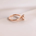 Solid Gold Double Prongs Oval Moissanite Engagement Ring, Promise Ring