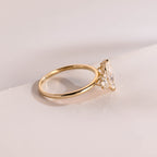 Solid Gold Marquise Moissanite Engagement Ring with Accent Stones