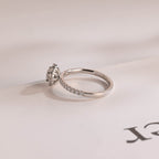 Solid Gold Sunflower Round Moissanite Engagement Ring, Half Eternity Promise Ring