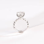 Solid Gold Floral Pave Round Moissanite Engagement Ring, Anniversary Gift for Her