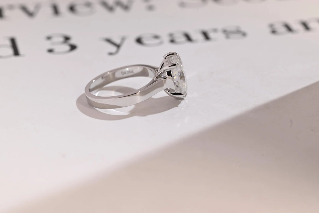Solid Gold 3mm Band Oval Moissanite Engagement Ring, Promise Ring