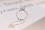 Solid Gold Double Prongs Emerald Cut Moissanite Engagement Ring, Promise Ring