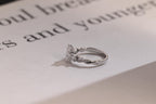 Solid Gold Pear Moissanite Engagement Ring, Twisted Band Half Eternity Bridal Ring