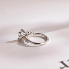 Solid Gold Round Cut Moissanite Engagement Ring, Anniversary for Her