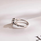 Solid Gold Princess Cut Moissanite Engagement Ring, Beaded Halo Proposal Ring