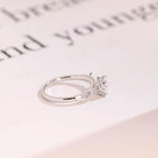 Solid Gold Round Moissanite Engagement Ring, Nature Inspired Proposal Ring