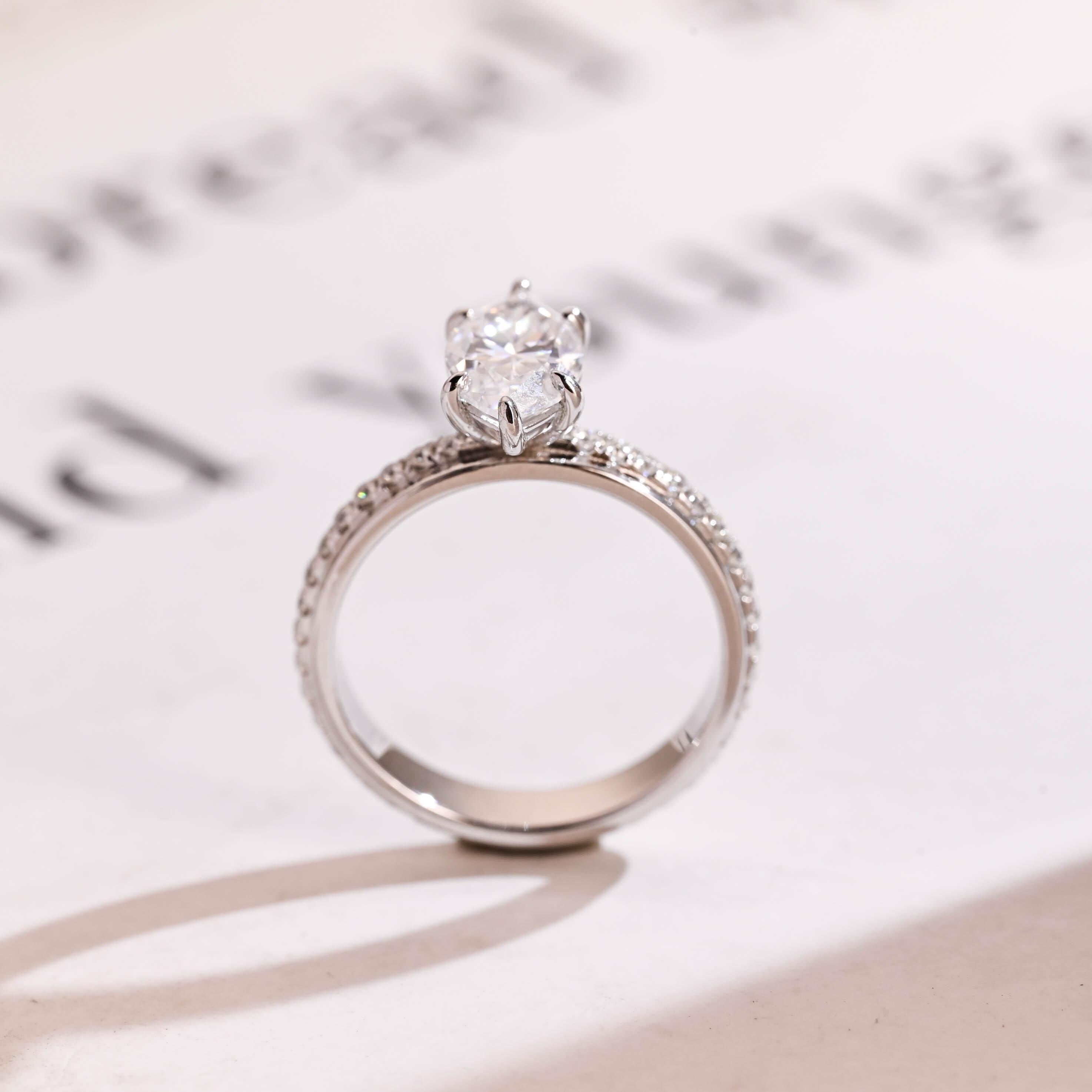 Solid Gold 4mm Wide Band, Marquise Moissanite Engagement Ring