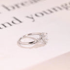 Solid Gold Leaf Ring, Marquise Moissanite Engagement Ring, Proposal Ring