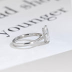 Solid Gold Pear Moissanite Engagement Ring with Hidden Halo