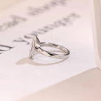 Solid Gold Marquise Moissanite Engagement Ring, Minimalist Bezel Ring