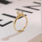Solid Gold Tulip Flora Round Cut Moissanite Engagement Ring, Cathedral Ring