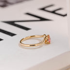 Solid Gold Oval Cut Moissanite Pink Sapphire Engagement Ring, Promise Ring