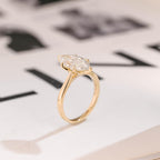 Solid Gold Tulip Floral Ring, Marquise Moissanite Engagement Ring, Cathedral Ring