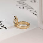 Solid Gold 3.5mm Wide Band Marquise Moissanite Engagement Ring