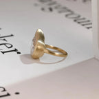 Solid Gold Pear Moissanite Engagement Ring, Bezel Set Brushed Finish