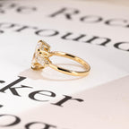 Solid Gold Three Stone Ring, Marquise Moissanite Engagement Ring