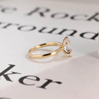 Solid Gold Tulip Floral Marquise Moissanite Engagement Ring