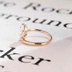 Solid Gold Marquise Cut Moissanite Engagement Ring, Open Shank Ring