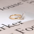 Solid Gold Two Tone Pear Cut Moissanite Engagement Ring, Unique Anniversary Ring