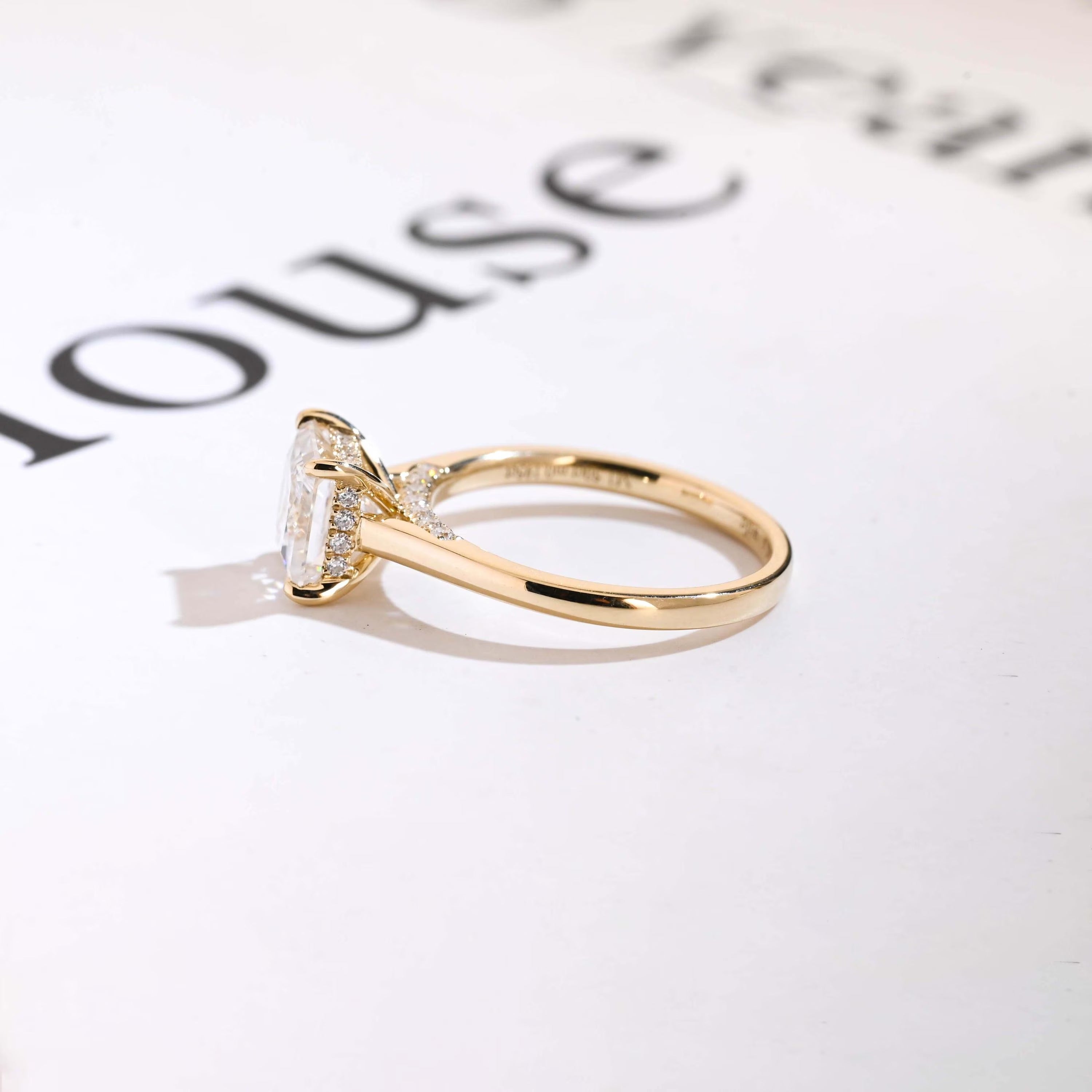 Solid Gold Princess Cut Moissanite Engagement Ring, Promise Ring