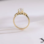 Solid Gold Oval Cut Moissanite Engagement Ring, Promise Ring