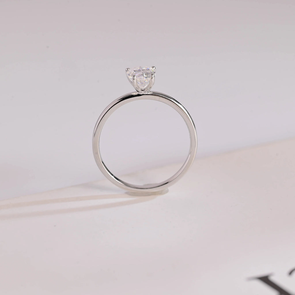 Solid Gold Pear Cut Moissanite Engagement Ring,