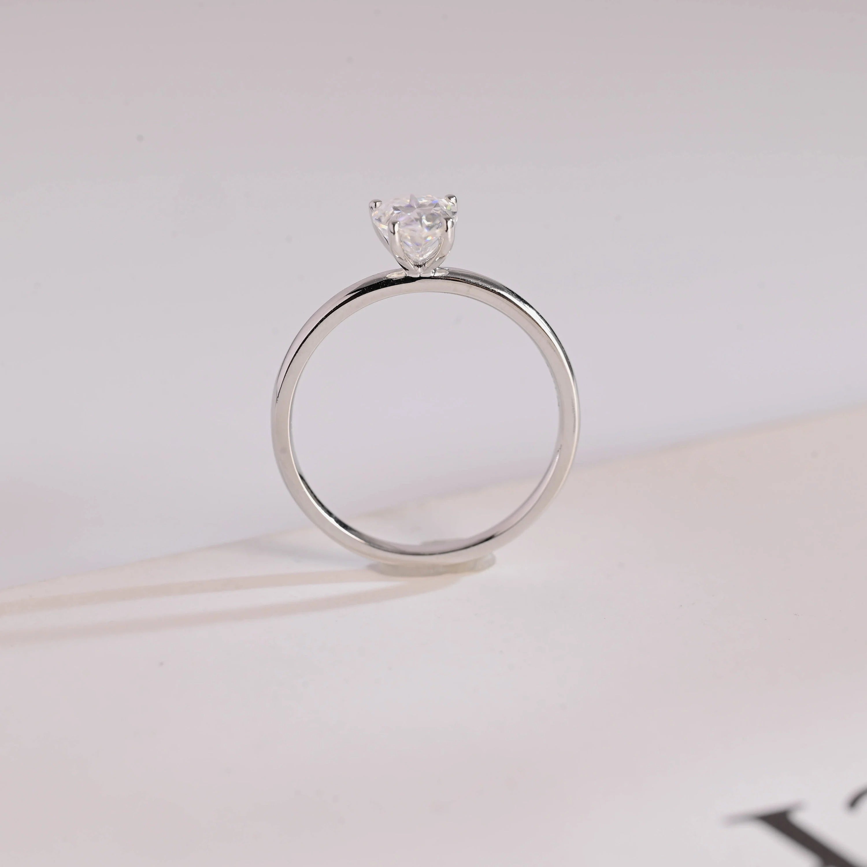Solid Gold Pear Cut Moissanite Engagement Ring,