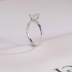 Solid Gold Pear Cut Moissanite Engagement Ring with Side Stone