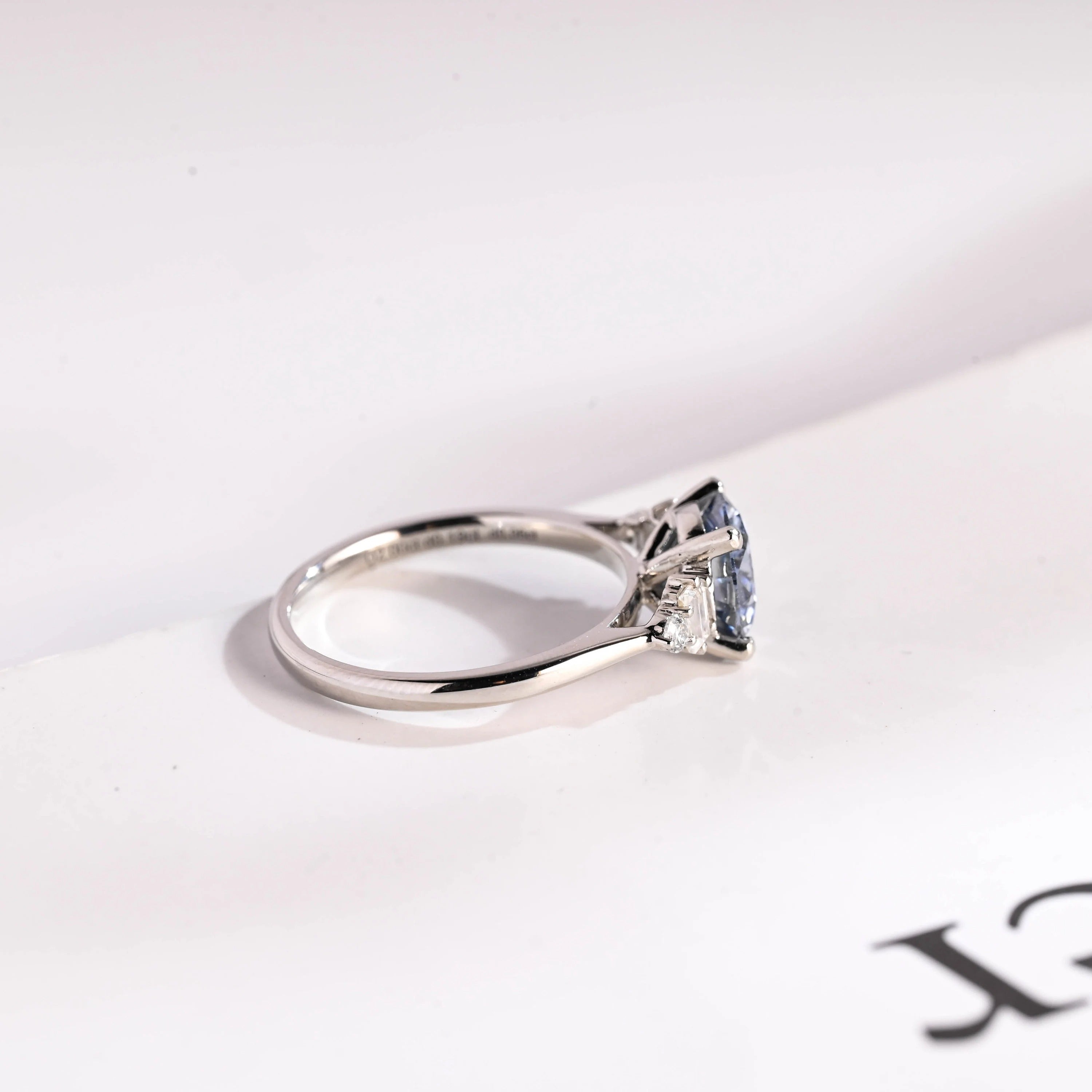 Solid Gold Light Blue Round Cut Moissanite Engagement Ring, Anniversary Gift for Her