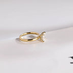 Solid Gold Princess Cut Moissanite Engagement Ring, Promise Ring