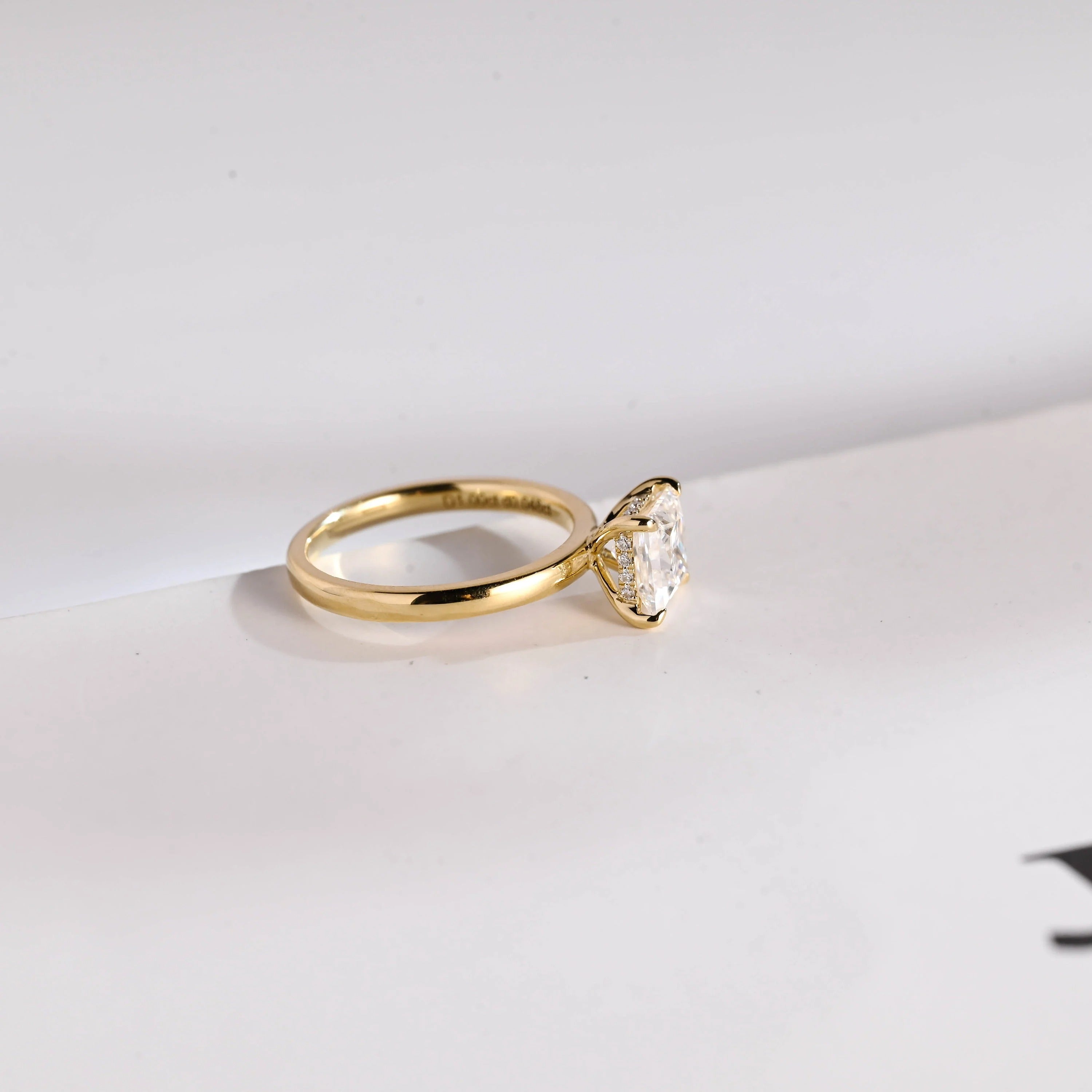 Solid Gold Princess Cut Moissanite Engagement Ring, Promise Ring