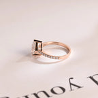 Solid Gold Pear Cut Moissanite Engagement Ring, Half Pave Proposal Ring