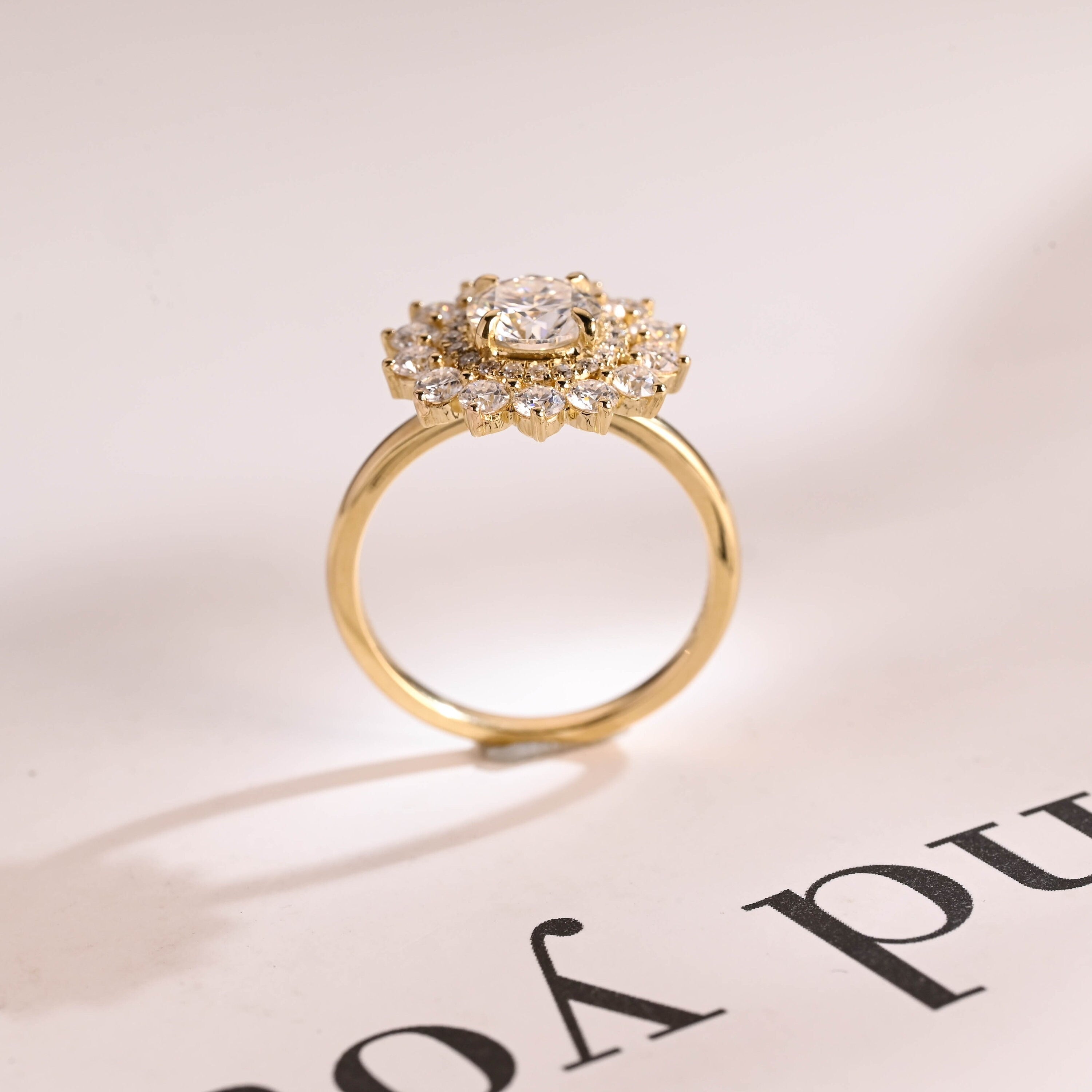 Solid Gold Round Cut Moissanite Engagement Ring, Promise Ring Secondary image