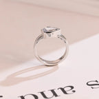 Solid Gold Pear Cut Moissanite Engagement Ring, Double Band Ring
