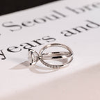 Solid Gold Trillion Cut Moissanite Engagement Ring, Double Band Open Shank Twisted Ring