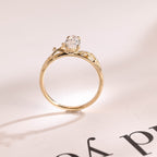 Solid Gold Leaf Ring, Marquise Moissanite Engagement Ring, Proposal Ring