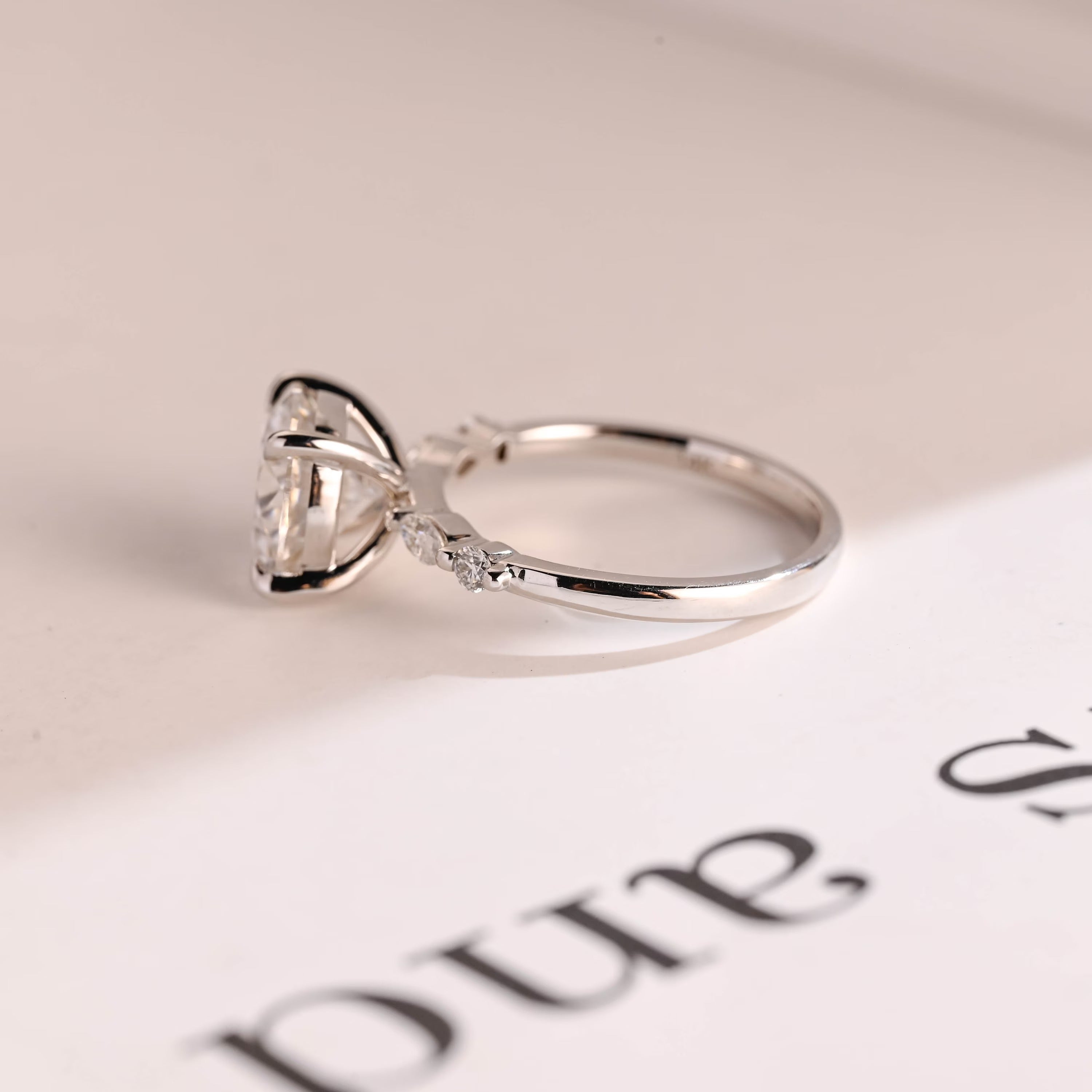 Solid Gold Round Moissanite Engagement Ring, Promise Ring for Her
