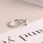 Solid Gold Oval Cut Moissanite Engagement Ring, Proposal Ring